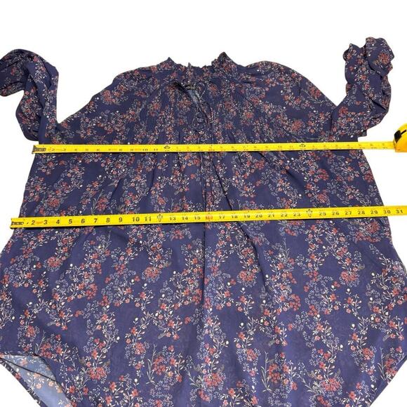 Eshakti Blouse Women's Blue Ditsy Floral Ruching 4XL Relaxed Comfort Oversized - Picture 8 of 10